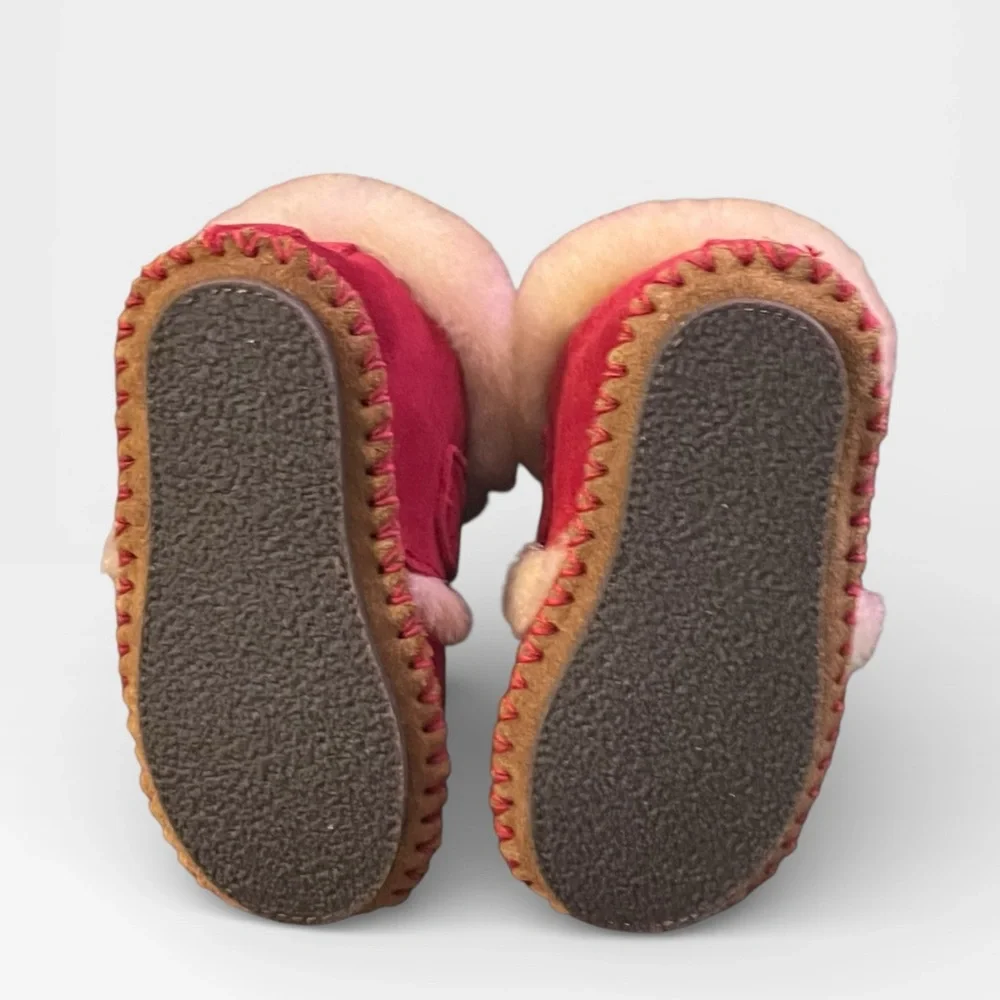 LL BEAN WICKED GOOD RED LAMB WOOL SUEDE WICKED GOOD SLIPPERS NWOT TODDLER 3-4